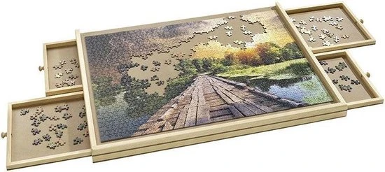 FEDEC Puzzelplaat Met Lades - 76x57cm - Voor 1000 Stukjes - Hout - Afbeelding 5