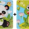 Aslan? 2 Houten Puzzels Van 9 Stukjes - Dieren: Panda En Kikker - Voor Kinderen Van 1-4 Jaar