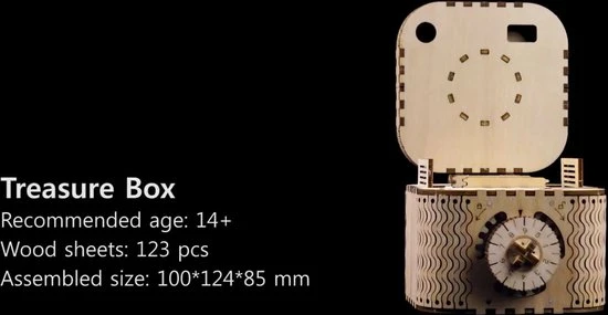 Robotime Vitafa Kluis - Houtpuzzel - 3D Puzzel - Modelbouw - Opbergdoos - Hout - DIY - Afbeelding 2
