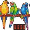 UNIDRAGON Houten Puzzel Dier - Speelse Papegaaien - 193 Stukjes - Medium 44x25 Cm