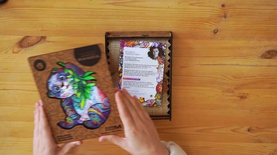 UNIDRAGON Houten Puzzel Dier - Serieuze Panda - 318 Stukjes - King Size 31x41 Cm - Afbeelding 2