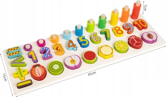 Iso Trade Montessori Educatief Houten 4-in-1 Alfabet Puzzel (Hoofdletters) + Getallen Rekenpuzzel + Vormenpuzzel + Kleuren Tellen En Stapelen Montessori Toys Leer Letters, Cijfers, Vorm + Kleuren - Afbeelding 4