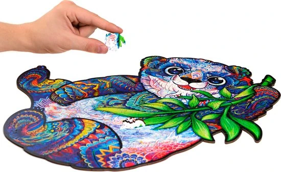 UNIDRAGON Houten Puzzel Dier - Serieuze Panda - 318 Stukjes - King Size 31x41 Cm - Afbeelding 8