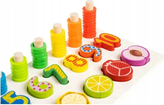 Iso Trade Montessori Educatief Houten 4-in-1 Alfabet Puzzel (Hoofdletters) + Getallen Rekenpuzzel + Vormenpuzzel + Kleuren Tellen En Stapelen Montessori Toys Leer Letters, Cijfers, Vorm + Kleuren - Afbeelding 9