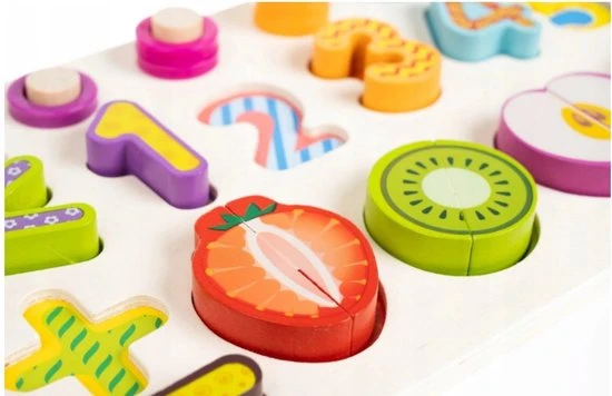 Iso Trade Montessori Educatief Houten 4-in-1 Alfabet Puzzel (Hoofdletters) + Getallen Rekenpuzzel + Vormenpuzzel + Kleuren Tellen En Stapelen Montessori Toys Leer Letters, Cijfers, Vorm + Kleuren - Afbeelding 11