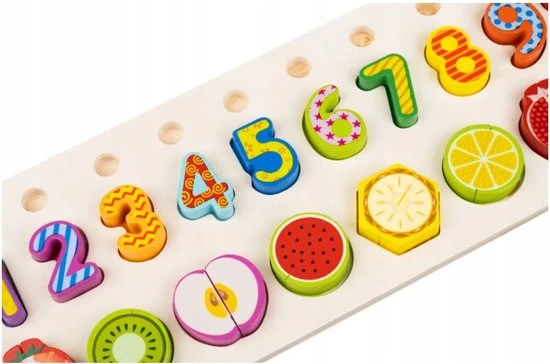 Iso Trade Montessori Educatief Houten 4-in-1 Alfabet Puzzel (Hoofdletters) + Getallen Rekenpuzzel + Vormenpuzzel + Kleuren Tellen En Stapelen Montessori Toys Leer Letters, Cijfers, Vorm + Kleuren - Afbeelding 8
