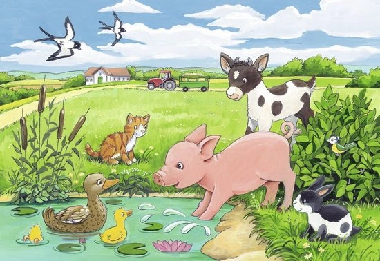 Ravensburger Puzzel Jonge Dieren Op Het Platteland - 2x12 Stukjes - Kinderpuzzel - Afbeelding 3
