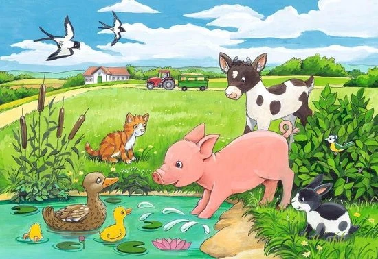 Ravensburger Puzzel Jonge Dieren Op Het Platteland - 2x12 Stukjes - Kinderpuzzel - Afbeelding 7