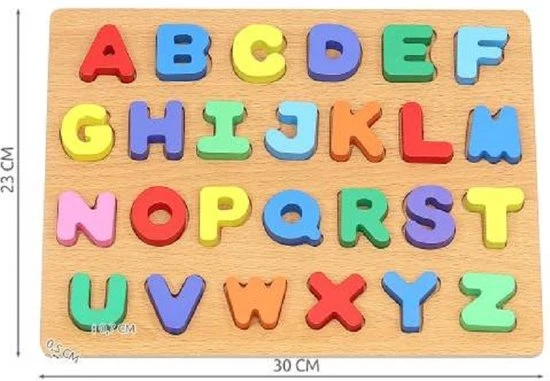 Iso Trade Montessori Educatief Houten 4-in-1 Alfabet Puzzel (Hoofdletters) + Getallen Rekenpuzzel + Vormenpuzzel + Kleuren Tellen En Stapelen Montessori Toys Leer Letters, Cijfers, Vorm + Kleuren - Afbeelding 10