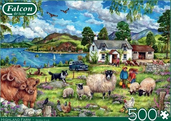 Falcon Puzzel Highland Farm - Legpuzzel - 500 Stukjes - Afbeelding 6