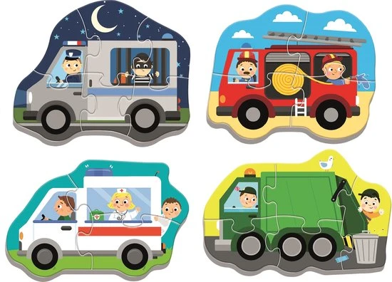 Trefl Voertuigen 4-in-1 Puzzel - 3/4/5/6 Stukjes - Afbeelding 2