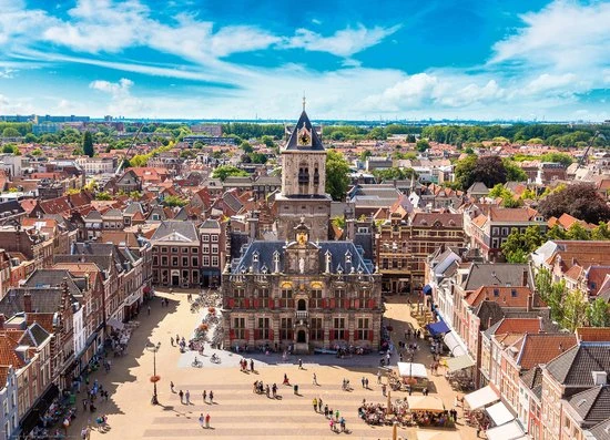 King Puzzel DELFT 1000 Stukjes CITY HALL AND MARKET, DELFT, NETHERLANDS - Afbeelding 2