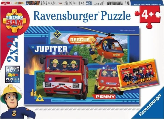 Ravensburger Puzzel Waterloop Met Brandweerman Sam - 2x24 Stukjes - Kinderpuzzel - Afbeelding 6