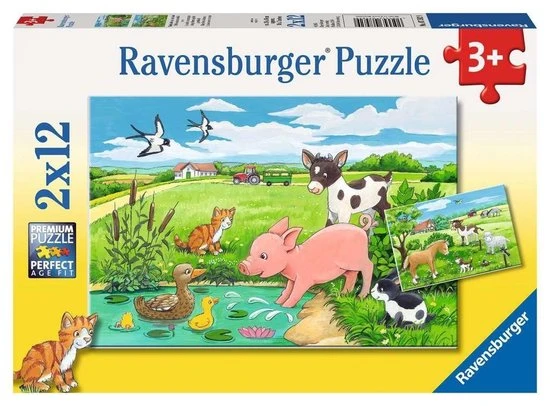 Ravensburger Puzzel Jonge Dieren Op Het Platteland - 2x12 Stukjes - Kinderpuzzel - Afbeelding 6