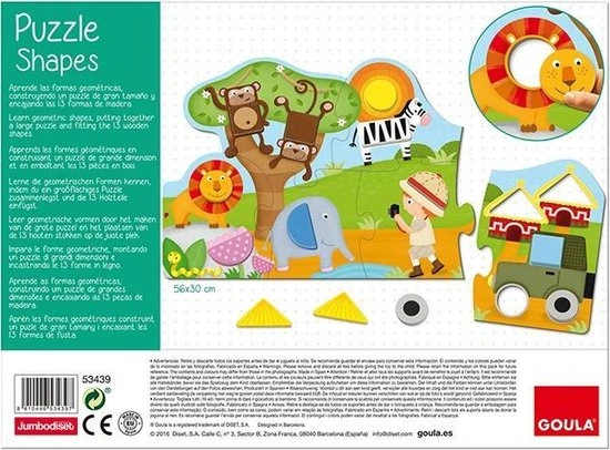 Goula Vormenpuzzel Safari Hout - 13 Stukjes - Afbeelding 6
