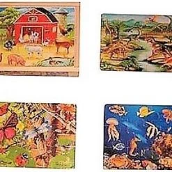 Playwood / Roel Houten Puzzel 4x In Kistje Dieren Wereld