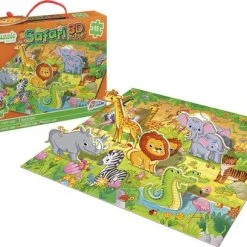 Grafix 3D Puzzel Safari | Legpuzzel Voor Kinderen | 55 Puzzelstukjes + 5 3D Stukjes | Puzzelen Vanaf 3 Jaar