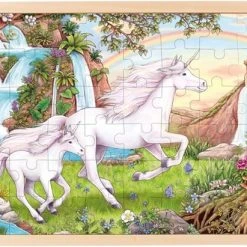 Merkloos Puzzel - Eenhoorn - Unicorn -vanaf 3 Jaar - 48 Stukjes - Hout - Houten Eenhoorn Puzzel - Goki