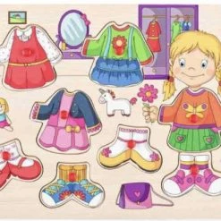 Woody Legpuzzel Voor Baby, Peuter & Kleuter - Aankleed Puzzel - Kinderpuzzel - Houten Puzzel - Puzzel Voor Baby's / Kids - Mijn Eerste Puzzel - Spelenderwijs Leren - Educatief Speelgoed - Zintuigen Ontwikkeling Voor Baby's - Leg Puzzel - Legpuzzel Meisje