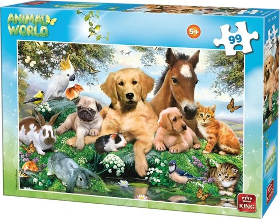 King Legpuzzel Animal World Huisdieren 99 Stukjes
