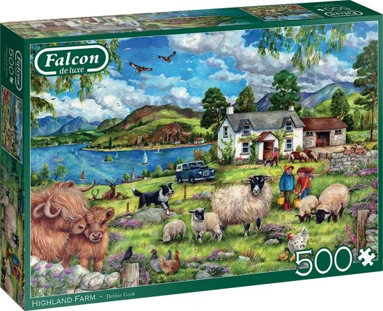 Falcon Puzzel Highland Farm - Legpuzzel - 500 Stukjes - Afbeelding 8