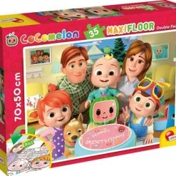 Just Games COCOMELON Vloerpuzzel - Fijne Verjaardag- 35 Stukjes . Puzzel En Kleurplaat . Formaat 70 50