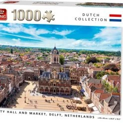 King Puzzel DELFT 1000 Stukjes CITY HALL AND MARKET, DELFT, NETHERLANDS