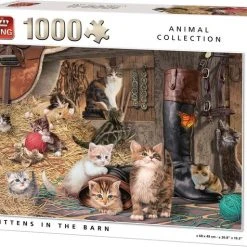 King Puzzel 1000 Stukjes (68 X 49 Cm) - Poezen In De Stal - Legpuzzel Dieren