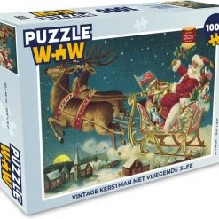 PuzzleWow Puzzel Kerstmis - Winter - Vintage - Legpuzzel - Puzzel 1000 Stukjes Volwassenen - Kerst - Cadeau - Kerstcadeau Voor Mannen, Vrouwen En Kinderen - Sinterklaas Cadeautjes - Sinterklaas Voor Grote Kinderen