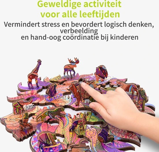 ACROPAQ Houten Puzzel Leeuw - 150 Stukjes, A4 Formaat 210 X 297 Mm, Puzzel Voor Kinderen En Volwassenen - Afbeelding 4