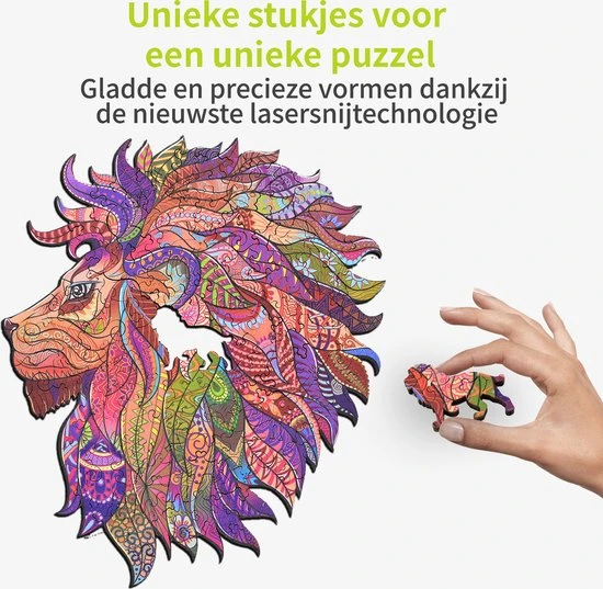 ACROPAQ Houten Puzzel Leeuw - 150 Stukjes, A4 Formaat 210 X 297 Mm, Puzzel Voor Kinderen En Volwassenen - Afbeelding 5