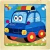 LS Goods Houten Puzzel - 9 Delig - Montessori - Politie Auto - 11x11 Cm