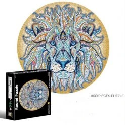 Honley Toys Leeuw Mandala - 1000 Stukjes - Ronde Puzzel - 65cm