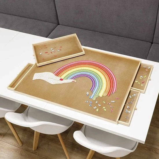 FEDEC Puzzelplaat Met Lades - 76x57cm - Voor 1000 Stukjes - Hout - Afbeelding 3