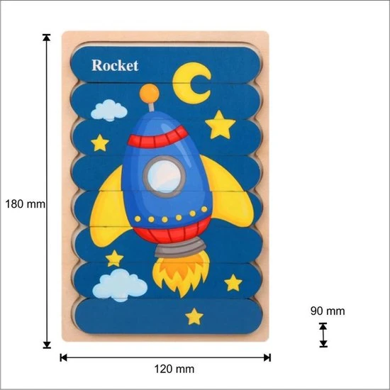 Van Theo Houten Puzzel - Dubbelzijdige Kinderpuzzels - Set 2-in-1 - Montessori Speelgoed - Set Politie Auto En Kraan - Afbeelding 3