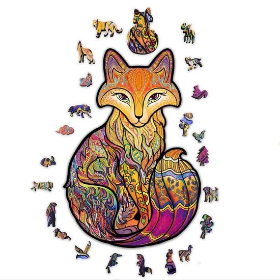 ACROPAQ Houten Puzzel Vos - 200 Stukjes, A3 Formaat 420 X 297 Mm, Puzzel Voor Kinderen En Volwassenen