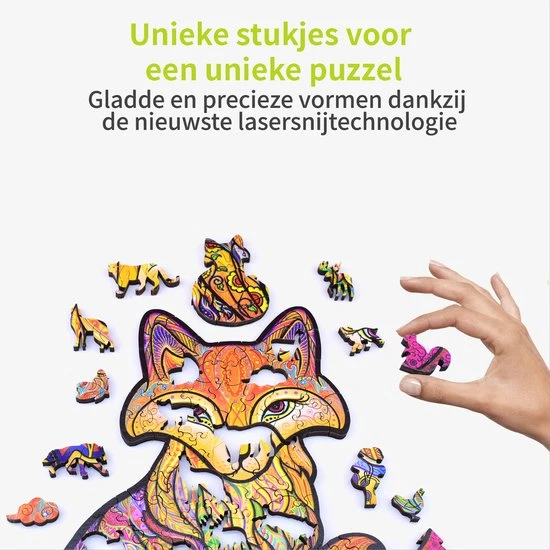 ACROPAQ Houten Puzzel Vos - 200 Stukjes, A3 Formaat 420 X 297 Mm, Puzzel Voor Kinderen En Volwassenen - Afbeelding 2