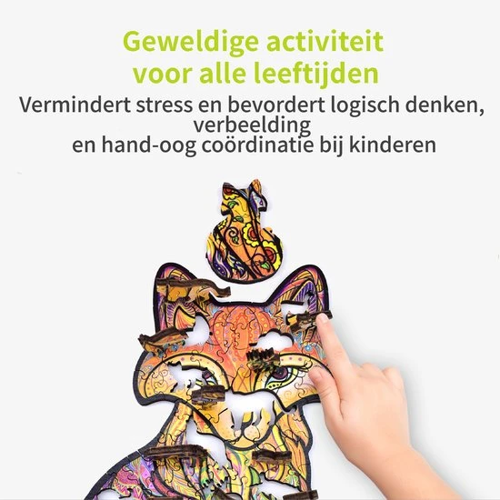 ACROPAQ Houten Puzzel Vos - 200 Stukjes, A3 Formaat 420 X 297 Mm, Puzzel Voor Kinderen En Volwassenen - Afbeelding 6