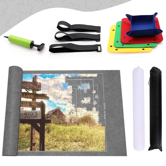 HobbyMania Puzzelmat Puzzel Legpuzzel Inclusief Puzzelbakjes En Opbergzak Tot 1500 Stukjes - Grijs