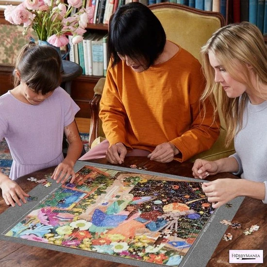 HobbyMania Puzzelmat Puzzel Legpuzzel Inclusief Puzzelbakjes En Opbergzak Tot 1500 Stukjes - Grijs - Afbeelding 6