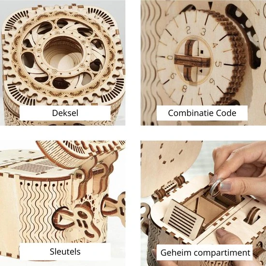 Robotime Vitafa Kluis - Houtpuzzel - 3D Puzzel - Modelbouw - Opbergdoos - Hout - DIY - Afbeelding 3