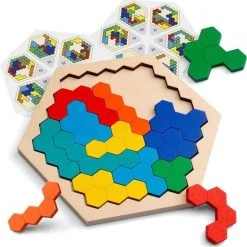 Van Theo Kinderpuzzel Hexagon - Kleuren En Vormen - Kinderspeelgoed - Educatief Speelgoed - Vanaf 3 Jaar