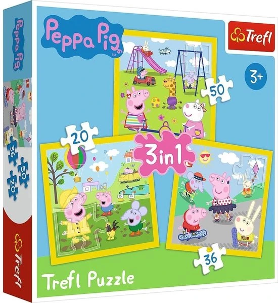 Trefl Peppa Pig 3-in-1 Puzzel - 20/36/50 Stukjes