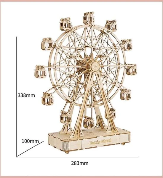 Robotime 3d-puzzel Reuzenrad 33,8 Cm Hout Naturel 232-delig - Afbeelding 5