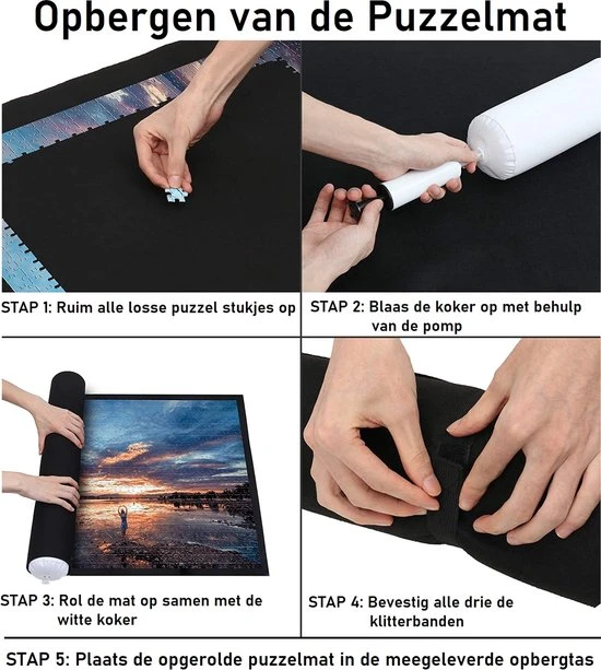 PLAY-IT PLAY IT Puzzelmat XXL 3000 Stuks Oprolbaar - Inclusief Opbergtas, Pomp & Puzzel Bakjes - Afbeelding 2