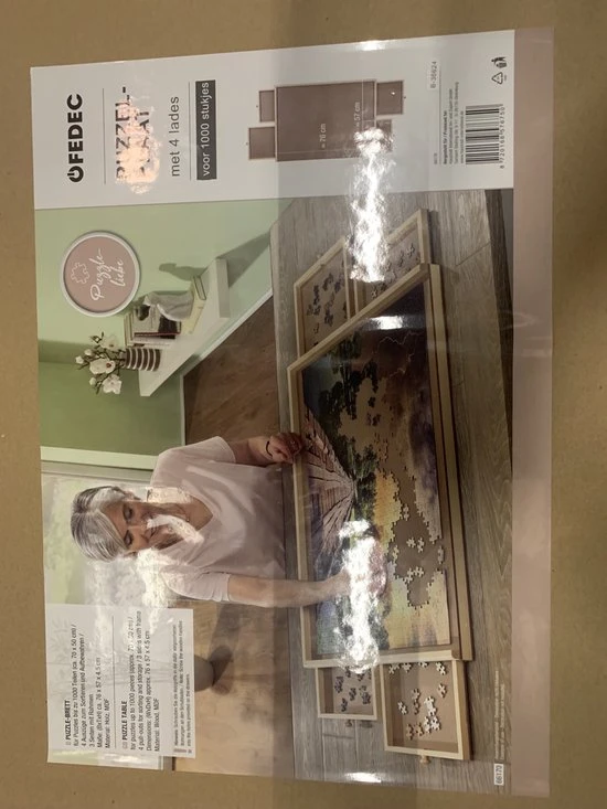 FEDEC Puzzelplaat Met Lades - 76x57cm - Voor 1000 Stukjes - Hout - Afbeelding 6