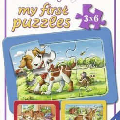 Ravensburger Mijn Dierenvriendjes - My First Puzzels - 3x6 Stukjes - Kinderpuzzel